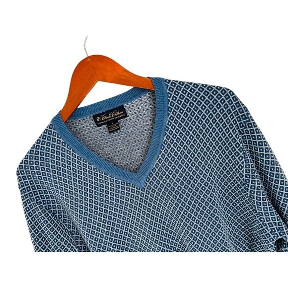 Brooks Brothers Cotton/Cashmere Sweater in Blue Diamond Pattern - Picture 2 of 8